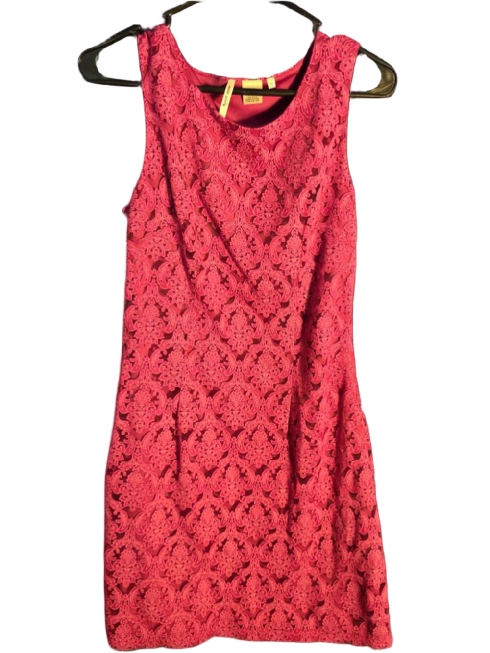 Women's Miss Pinky Fuchsia & Black Lace Mini Dress S festive y2k 90's vintage